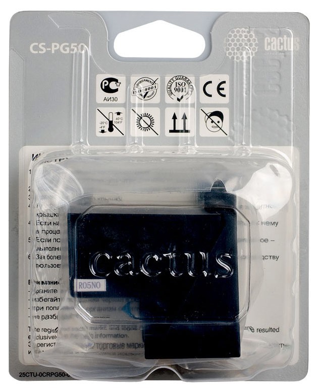 Картридж CACTUS  CS-PG50 для CANON PIXMA MP150/ MP160/ MP170/ MP180/ MP450/ MP460, iP2200, MX300/ MX
