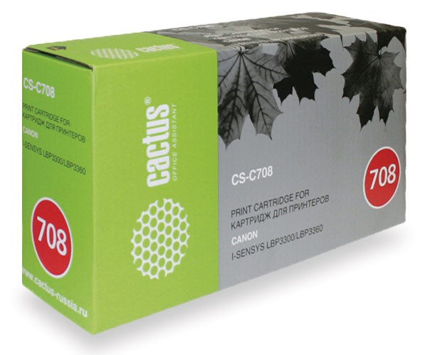 Картридж CACTUS CS-C708 для принтеров CANON i-SENSYS LBP3300/LBP3360, черный, 2500 стр.