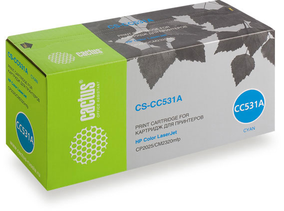 Картридж CACTUS CS-CC531A для принтеров HP Color LaserJet CP2025/CM2320mfp, голубой, 2800 стр.