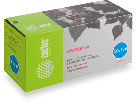 Картридж CACTUS CS-CC533A для принтеров HP Color LaserJet CP2025/CM2320mfp, пурпурный, 2800 стр.